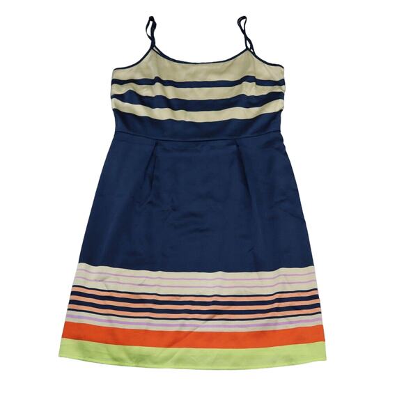 Cremieux Dress Womens 12 Multicolor Tank Dress Knee Length Round Neck Stripe - Picture 1 of 16